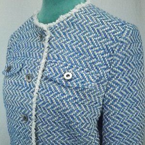 Banana Republic Women's Medium Blue/White Tweed Blazer Jacket